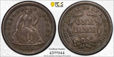 1856-O 10C AU50