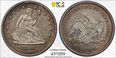 1840-O 25C No Drapery XF45