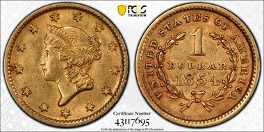 1854 G$1 Type 1 AU58