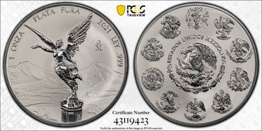 2021-Mo Onza Libertad Silver Rev PR First Strike PR70