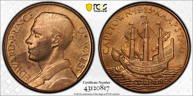 1925 Medal CM93a Edward VIII Ae Visit to Cape Town MS64