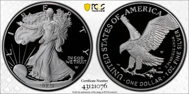 2021-W  $1 Silver Eagle - Type 2 PR70DCAM