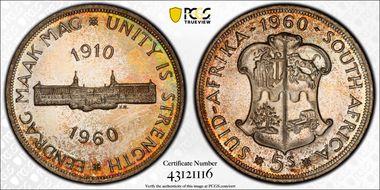 1960 5 Shil 50th Anniversary SA Union PL68