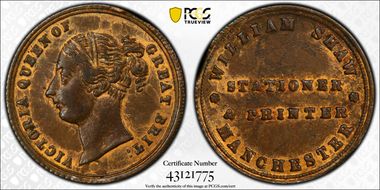 (c.1840-50) Token William Shaw, Manchester Stationer & Printer MS61