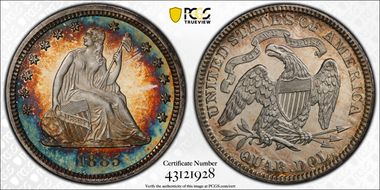 1885 25C PR67DCAM
