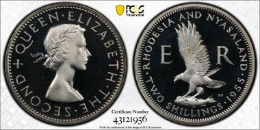 1955 2 Shil Silver PR67DCAM
