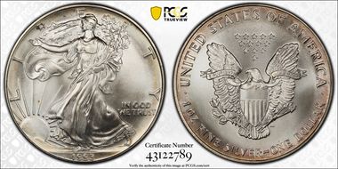 1993 $1 Silver Eagle MS66