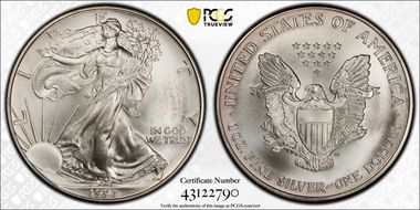 1994 $1 Silver Eagle MS68