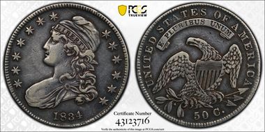 1834 50C O-116 Sm Date, Sm Letters VF30