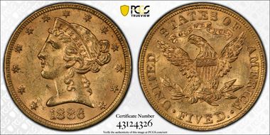 1886 $5 MS63