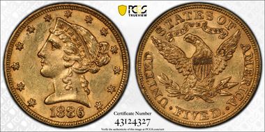 1886 $5 MS61