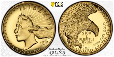 2019-W $100 High Relief Enhanced .9999 Fine SP70PL