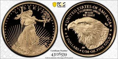 2021-W $5 Gold Eagle - Type 2 Designer Edition - First Strike PR70DCAM