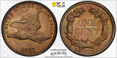 1857 1C Flying Eagle MS63