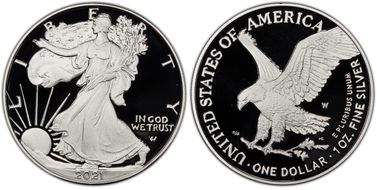 2021-W  $1 Silver Eagle - Type 2 First Day of Issue PR70DCAM