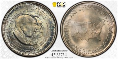 1953 50C Washington-Carver MS66+