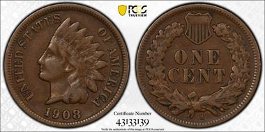 1908-S 1C VF30BN