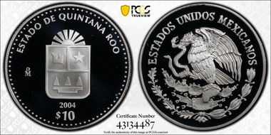 2004-Mo 10 Peso Quintana Roo KM-735  Ag PR69DCAM
