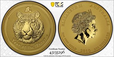 2010-P $200 Year of the Tiger 2oz Au MS67