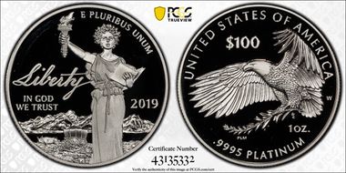 2019-W $100 Platinum Eagle - Liberty PR69DCAM