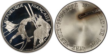 (1990) (100 Fr) Free Style Skier Uniface Obv Trial SP67