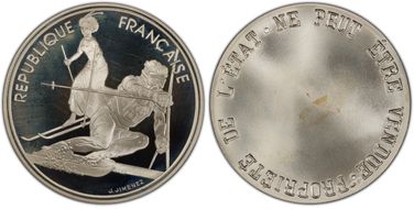 (1990) (100 Fr) Slalom Skiers Uniface Obv Trial SP67