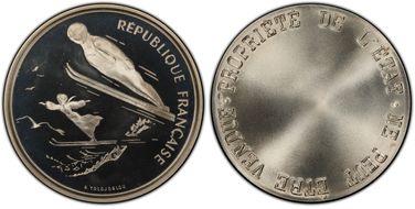 (1991) (100 Fr) Ski Jumper Uniface Obv Trial SP68