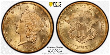 1864 $20 MS61