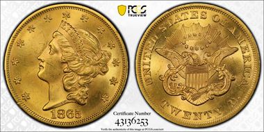 1865 $20 MS64