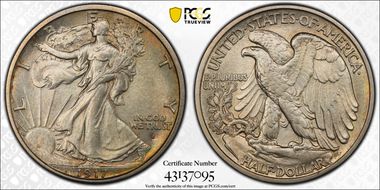 1917-S 50C Obverse MS63