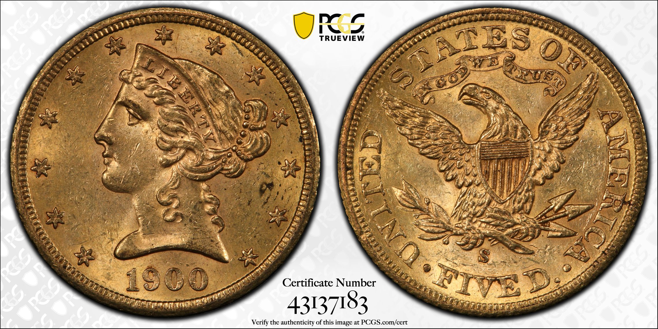 PCGS 钱币信息| 认证编号#43137183 - 1900-S The United States of