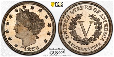 1883 5C No CENTS PR65CAM