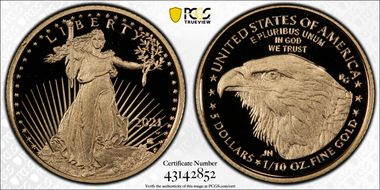 2021-W $5 Gold Eagle - Type 2 First Strike PR70DCAM