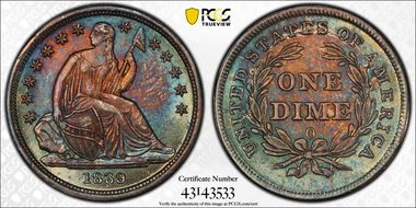 1839-O 10C No Drapery, F-106a, Lg O MS65