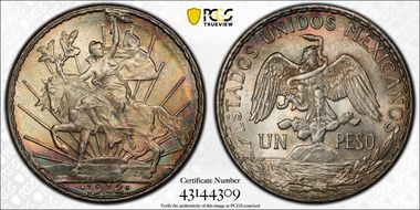 1912 Peso Caballito KM-453  Ag MS66