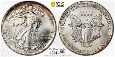 1987 $1 Silver Eagle MS68