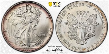 1991 $1 Silver Eagle MS65