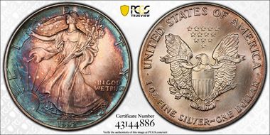 1992 $1 Silver Eagle MS67