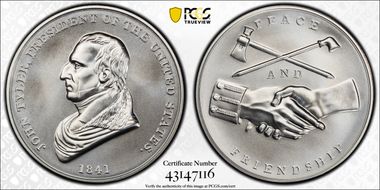 (2021) Medal John Tyler "1841" Silver Matte Finish MS70