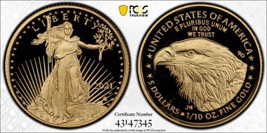 2021-W $5 Gold Eagle - Type 2 Designer Edition - First Strike PR70DCAM
