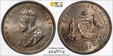 1931(m) Florin KM-27  Ag MS64