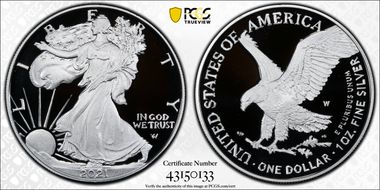 2021-W  $1 Silver Eagle - Type 2 First Strike PR70DCAM