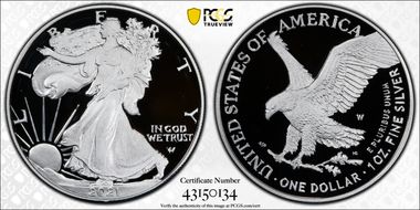 2021-W  $1 Silver Eagle - Type 2 First Strike PR70DCAM
