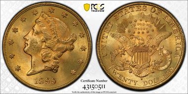 1899-S $20 MS64+ 