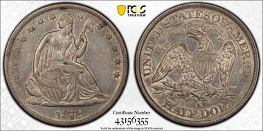 1872-S 50C WB-3 Medium-Small S XF45