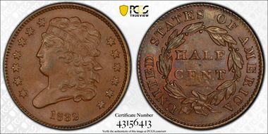 1832 1/2C C-1 MS64BN