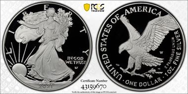2021-W  $1 Silver Eagle - Type 2 First Strike PR70DCAM