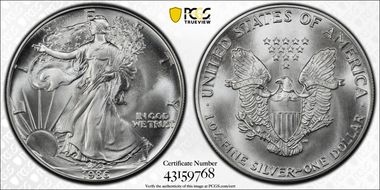 1986 $1 Silver Eagle MS69