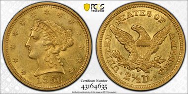 1850 $2.50 AU58