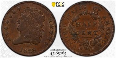 1828 1/2C 12 Stars AU58BN